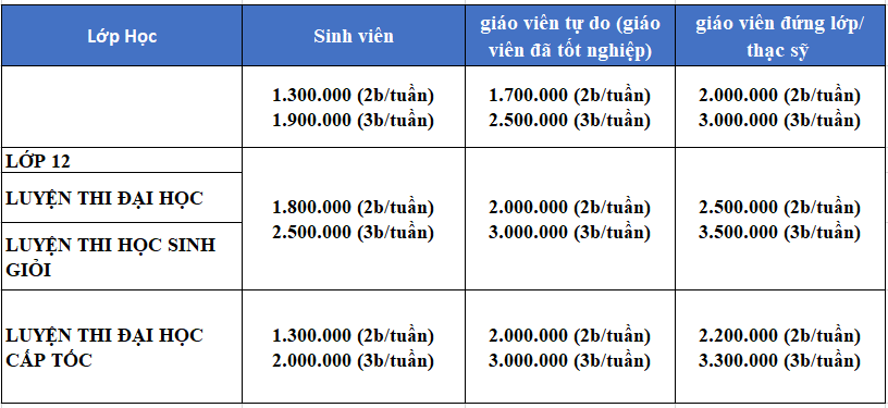 gia sư dạy kèm lớp 12 tphcm